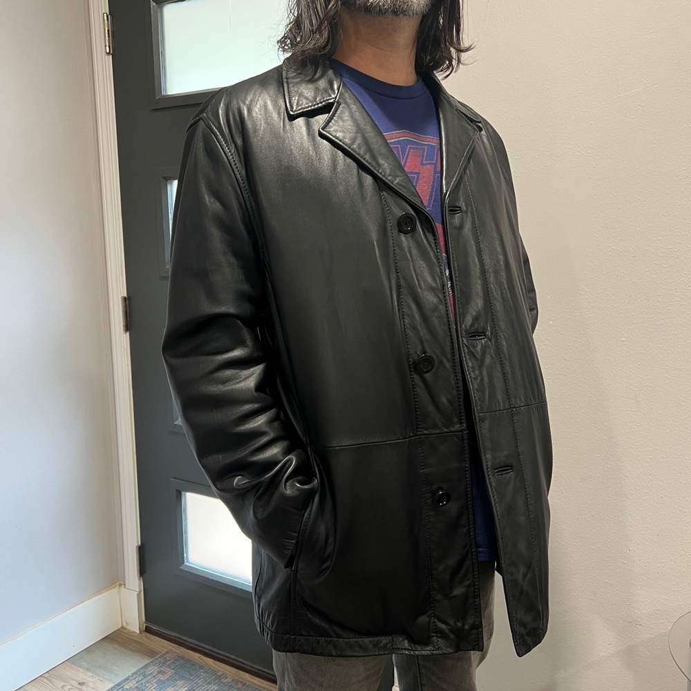 Men’s Leather Coat, Black, Kenneth Cole Reaction M